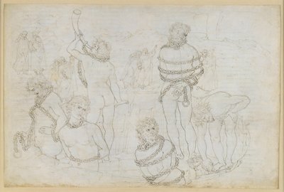 „Boska komedia”, „Piekło” XXXI. Ósmy krąg piekła (Malebolge): Bitwa gigantów – Pozzo dei Giganti autorstwa Sandro Botticelli