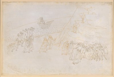 „Boska komedia”, „Purgatorium” III. Przedpurgatorium (Pierścień Wysp): pokuta zmarłych w ekskomunice; rozmowa z Manfredem von Hohenstaufenem autorstwa Sandro Botticelli