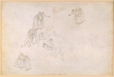 „Boska komedia”, „Czyściec” VII. Przedczyściec, strefa środkowa: Dolina opieszałych książąt autorstwa Sandro Botticelli
