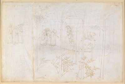 „Boska komedia”, „Czyściec”, XXVIII. Raj ziemski: Dante i Matelda nad rzeką Lethe autorstwa Sandro Botticelli