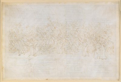 „Boska komedia”, „Czyściec” XXVI. Siódmy krąg czyśćca: pokuta lubieżników; rozmowa Dantego z Guido Guinizellim autorstwa Sandro Botticelli