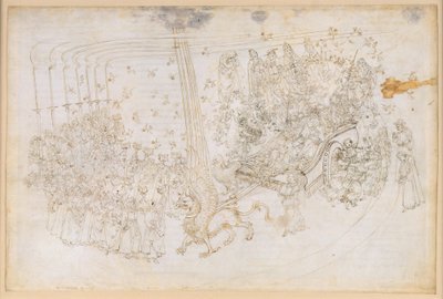 „Boska komedia”, „Czyściec”, XXX. Raj ziemski: Beatrice w rydwanie triumfalnym autorstwa Sandro Botticelli