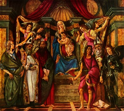 Madonna intronizowana z sześcioma świętymi, 1483, 1937. autorstwa Sandro Botticelli