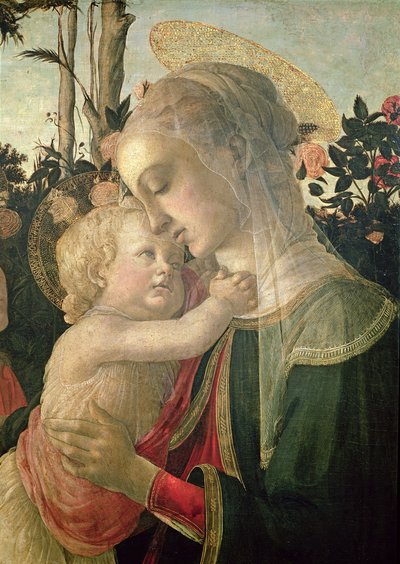 Madonna z Dzieciątkiem ze św. Janem Chrzcicielem, fragment olejny Madonny z Dzieciątkiem na desce rozdzielczej z 93886 autorstwa Sandro Botticelli