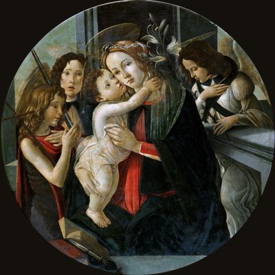 Madonna z Dzieciątkiem ze św. Janem i dwoma aniołami. autorstwa Sandro Botticelli