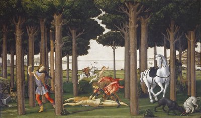 Historia Nastagio degli Honesti, panel II autorstwa Sandro Botticelli
