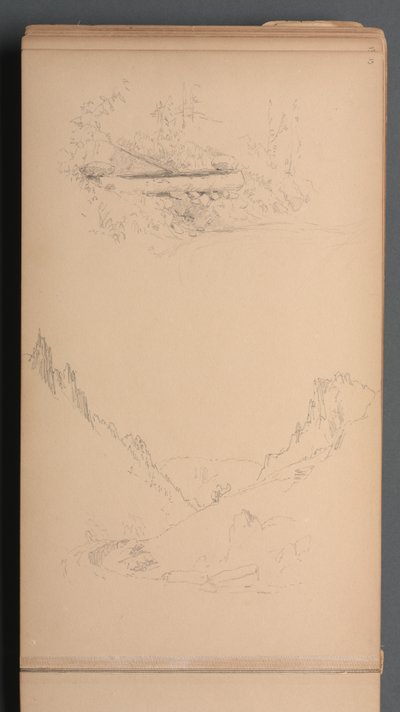 Szkicownik, strona 15: Krajobrazy, Berlin Falls , 1859. autorstwa Sanford Robinson Gifford