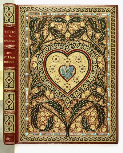 Przednia okładka książki „Love is Enough or The Freeing of Pharamond” autorstwa Williama Morrisa autorstwa Sangorski and Sutcliffe
