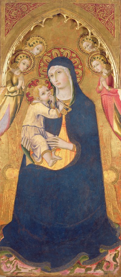 Madonna z Dzieciątkiem (tempera i złoty liść na panelu) autorstwa Sano di Pietro