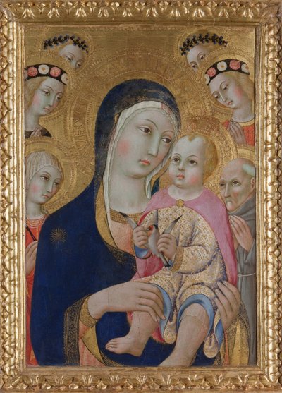 Madonna z Dzieciątkiem, święci Apollonia i Bernardino i cztery anioły, ok. 1460 autorstwa Sano di Pietro