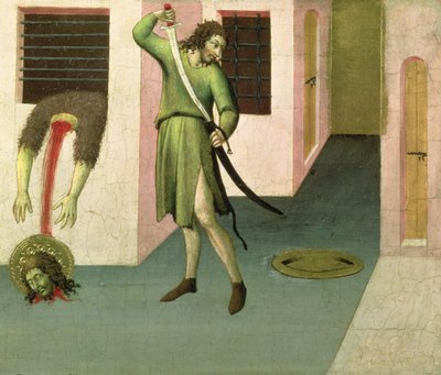 Ścięcie św. Jana Chrzciciela (tempera na panelu) (patrz także 53648) autorstwa Sano di Pietro