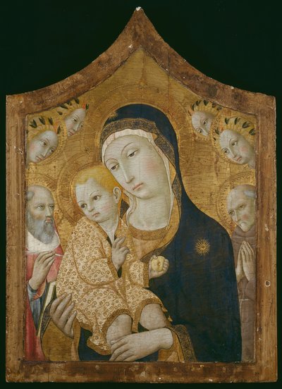 Dziewica z Dzieciątkiem ze świętymi Hieronimem, Bernardynem ze Sieny i Aniołami, 145060. autorstwa Sano di Pietro