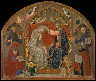 Koronacja Matki Boskiej ze Świętymi (obraz na drewnie) autorstwa Sano di also Ansano di Pietro di Mencio Pietro