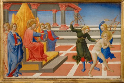 Święty Jerome śni, że Chrystus każe się biczować dwóm aniołom ... autorstwa Sano di also Ansano di Pietro di Mencio Pietro