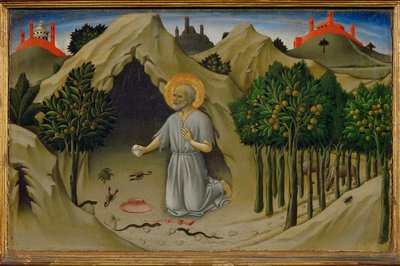 Święty Hieronim pokutnik ... autorstwa Sano di also Ansano di Pietro di Mencio Pietro
