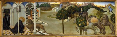 Święty Jerome wyrywa cierń z łapy lwa ... autorstwa Sano di also Ansano di Pietro di Mencio Pietro
