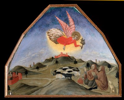 Zwiastowanie pasterzom - malarstwo autorstwa Sano di also Ansano di Pietro di Mencio Pietro