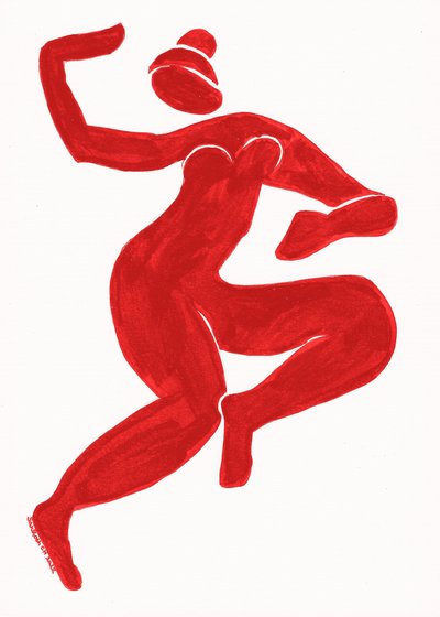 Dynamiczna czerwona tancerka autorstwa Santhosh ch
