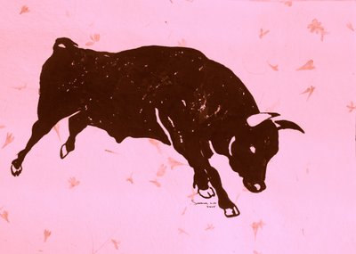 Różowy szarżujący byk autorstwa Santhosh ch