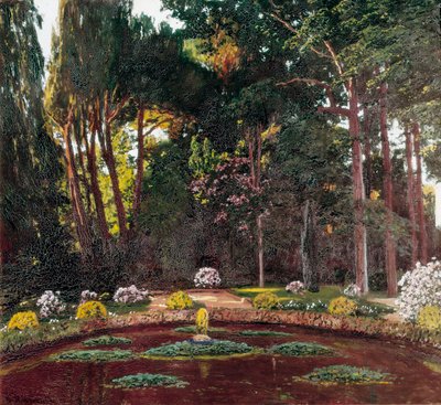 Art Nouveau „Ogród” (Arbucie). Obraz Santiago Rusinol y (i) Prats (1861-1931) El Vendrell z końca XIX wieku. Dom-Muzeum Pau Casals. autorstwa Santiago Rusinol i Prats