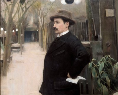 „Portret malarza Miguela Utrillo (1862-1934) podczas jego pobytu w Paryżu” Szczegół. Obraz Santiago Rusinol y (i) Prats (1861-1931) 1891. autorstwa Santiago Rusinol i Prats