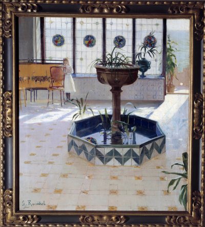 Fontanna pod werandą Obraz Jamesa Rusinola i (i) Pratsa (1861-1931) 1894 Ze zbiorów prywatnych autorstwa Santiago Rusinol i Prats