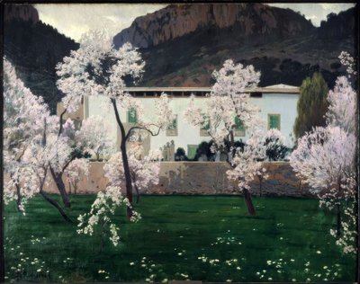 Kwitnące drzewa migdałowe autorstwa Santiago Rusiñol