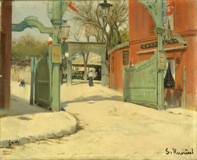 Wejście do parku Moulin de la Galette autorstwa Santiago Rusiñol