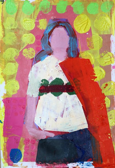 Elle #5, 2020 (akryl na papierze) autorstwa Sara Hayward