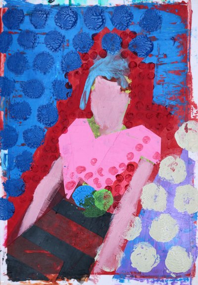 Elle #8, 2020 (akryl na papierze) autorstwa Sara Hayward