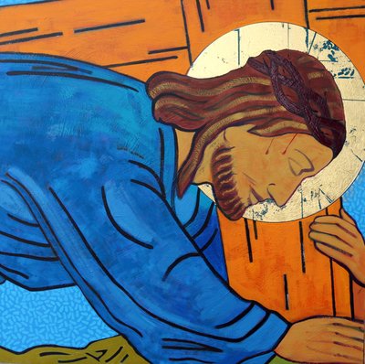 Jezus upada pod krzyżem autorstwa Sara Hayward
