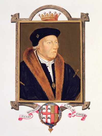 Portret Henry Bourchier (zm. 1539) 2. hrabia Essex ze „Pamiętników dworu królowej Elżbiety”, opublikowany w 1825 r. (wc i gwasz na papierze) autorstwa Sarah Countess of Essex