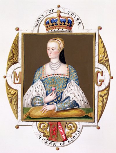 Portret Marii de Guise (1515-60) królowej Szkocji z "Pamiętników dworu królowej Elżbiety", wydanych w 1825 r. (wc i gwasz na papierze) autorstwa Sarah Countess of Essex