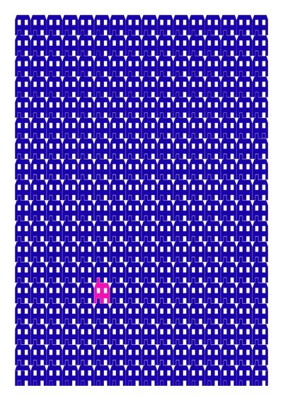 Blue Paper House Repeat Print, 2014 (grafika giclee) autorstwa Sarah Evans