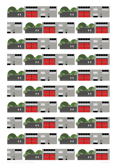 Fire Station Repeat Print, 2014 (grafika giclee) autorstwa Sarah Evans