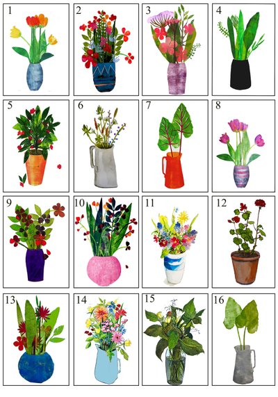 Doniczki i wazony 2021 (tusz na papierze) autorstwa Sarah Thompson-Engels