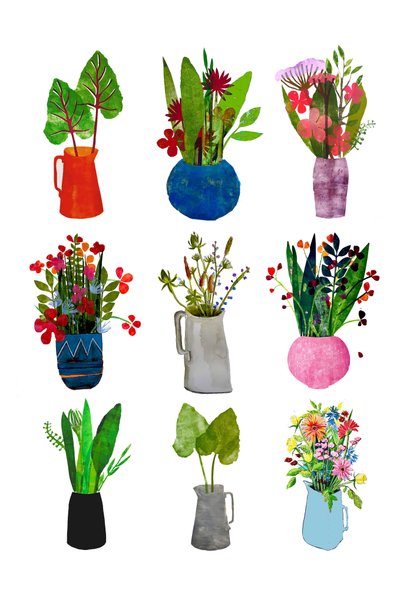 Wazony i dzbany 2021 (tusz na papierze) autorstwa Sarah Thompson-Engels