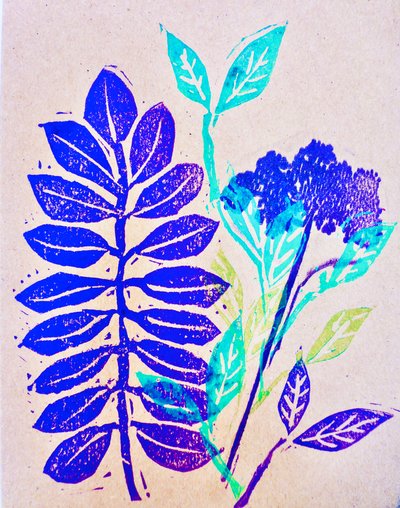 Flora (linoryt) 2020 autorstwa Sarah Thompson Engels