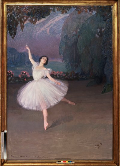 Balerina Tamara Karsavina (1885-1978) w balecie Sylphide (dla baletu Sylphide) autorstwa Savelij Abramovich Sorin