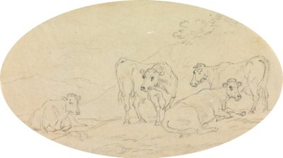 Cztery krowy na polu autorstwa Sawrey Gilpin