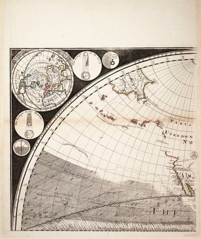 Nowa i poprawna mapa świata (sekcja), ok. 1774 r. (kolorowa rycina) autorstwa Sayer & Bennett