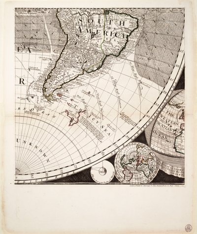 Nowa i poprawna mapa świata (sekcja), ok. 1774 r. (kolorowa rycina) autorstwa Sayer & Bennett