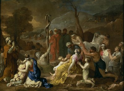 Mojżesz i wąż miedziany, 1653-1654 autorstwa Sébastien Bourdon