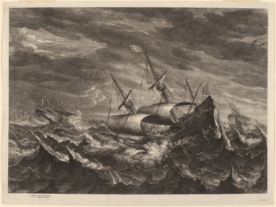 Żaglówki w Burzy autorstwa Schelte Adams Bolswert after Andries van Eertvelt