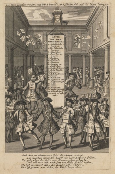 Handlarze wiatrem upuszczają pieniądze..., ok. 1720 autorstwa Schmid