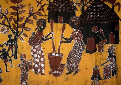 Tkanina wykonana techniką batiku, rękodzieło Togo autorstwa School African
