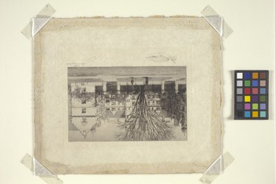 Budynek na kampusie Uniwersytetu Yale (akwaforta) autorstwa School American