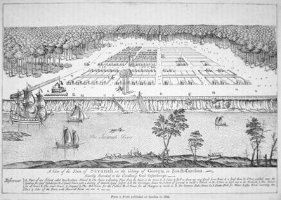Widok Savannah w stanie Georgia w 1741 r. (lito) autorstwa School American
