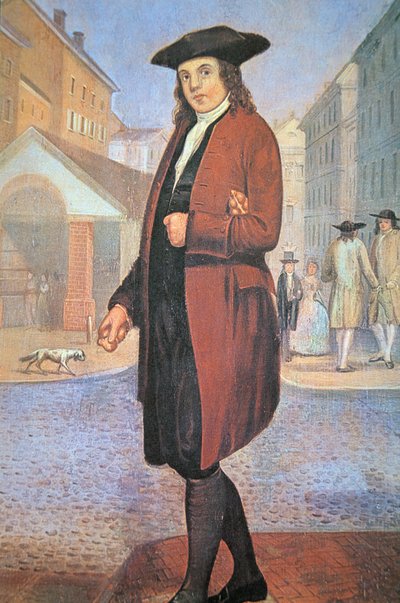 Młody Ben przybywa do Filadelfii, biedny i głodny, z chlebem pod pachą (olej na płótnie) autorstwa School American