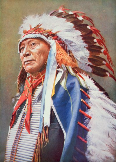 Chief Hollow Horn Bear (1850-1913) (kolor lito) autorstwa School American